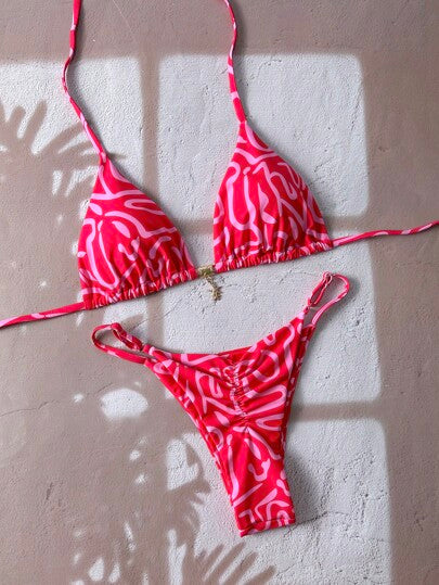 Bikini ajustável estampa rosa