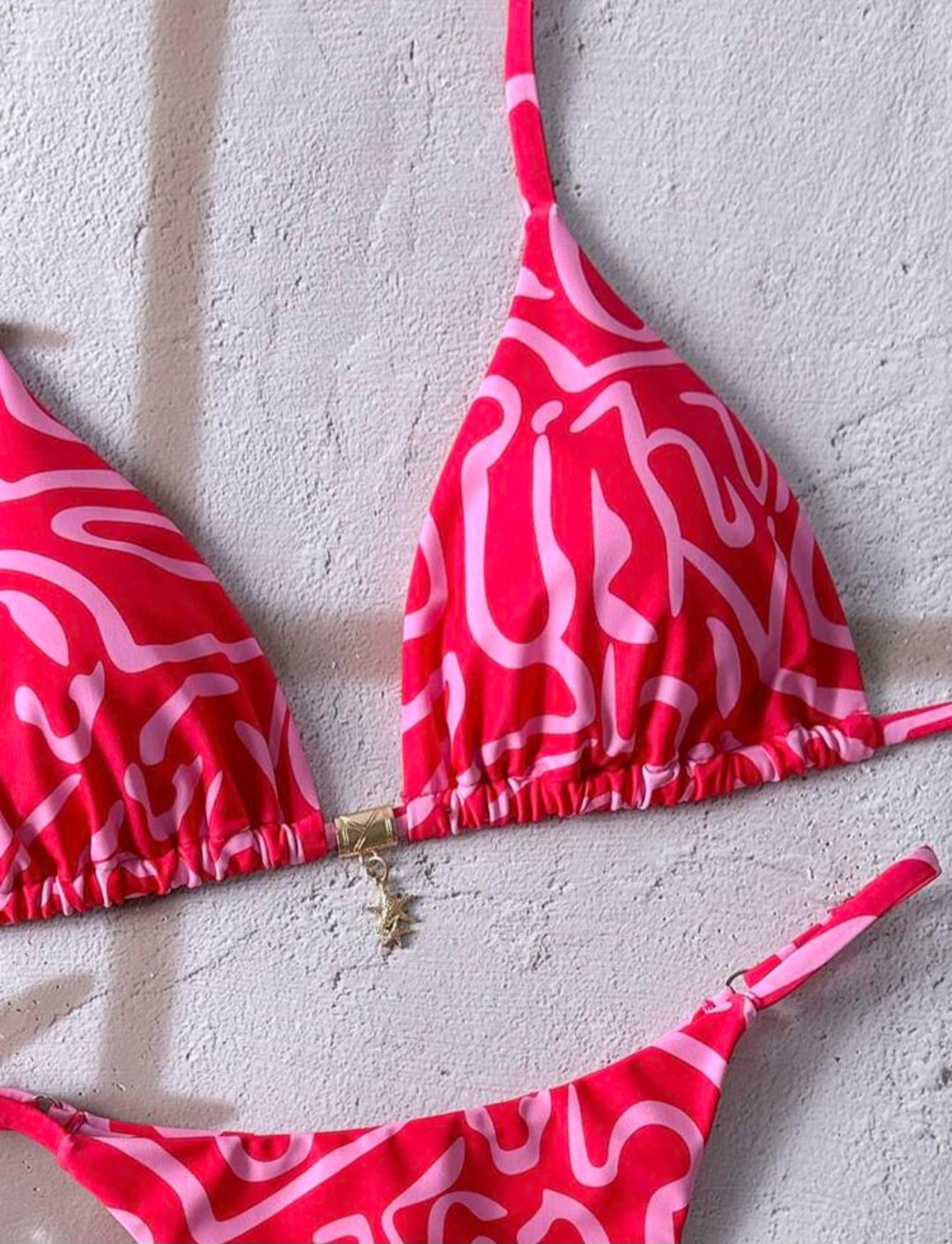 Bikini ajustável estampa rosa
