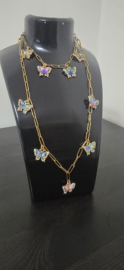 Conjunto borboletas ( colar e pulseira)