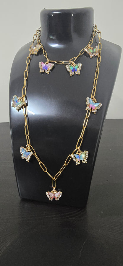 Conjunto borboletas ( colar e pulseira)