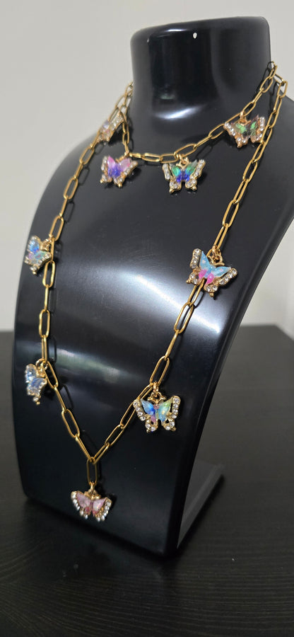 Conjunto borboletas ( colar e pulseira)