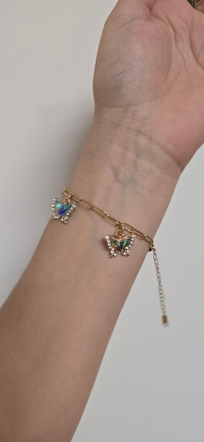 Conjunto borboletas ( colar e pulseira)