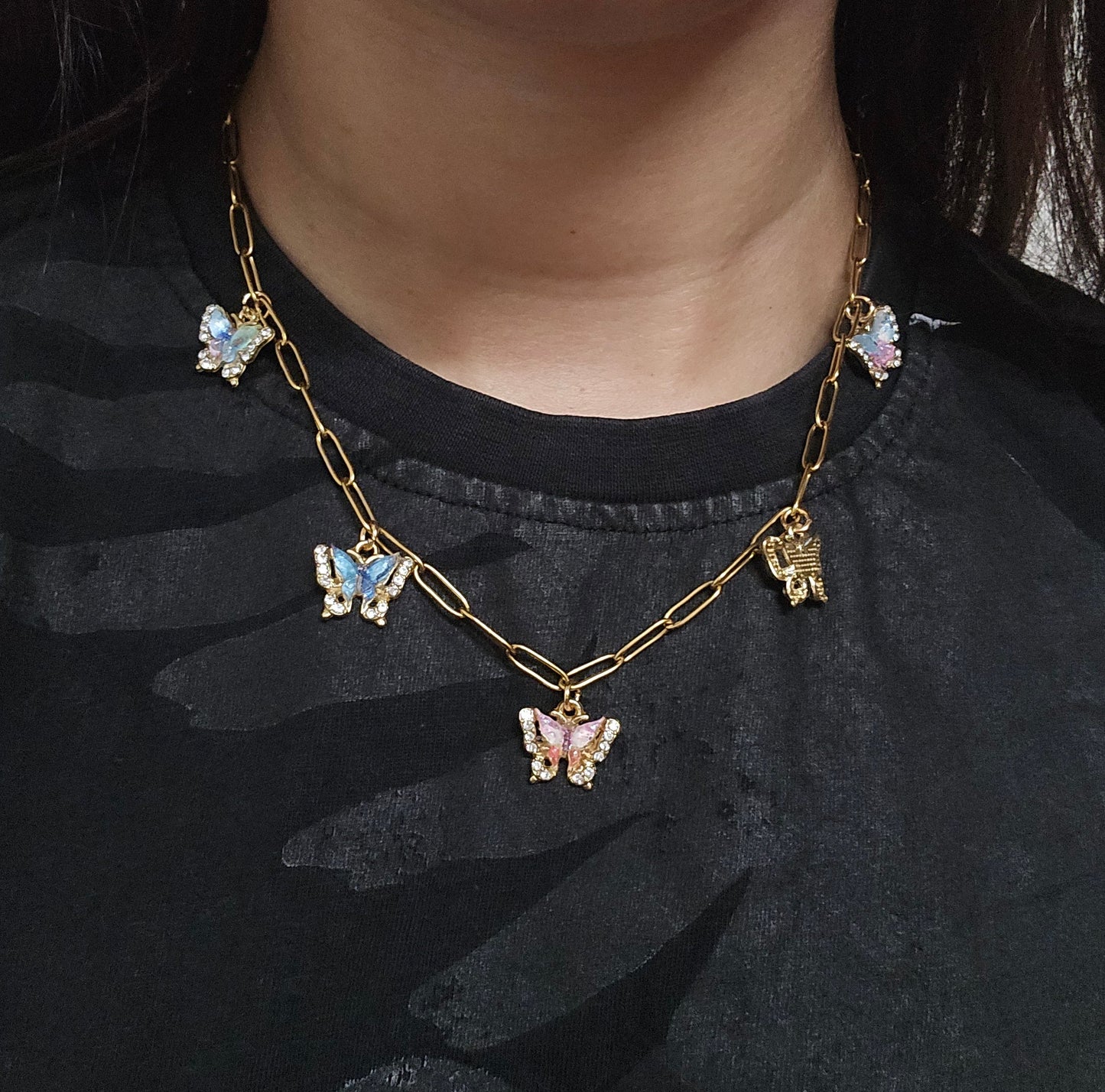 Conjunto borboletas ( colar e pulseira)