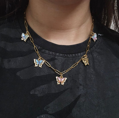 Conjunto borboletas ( colar e pulseira)
