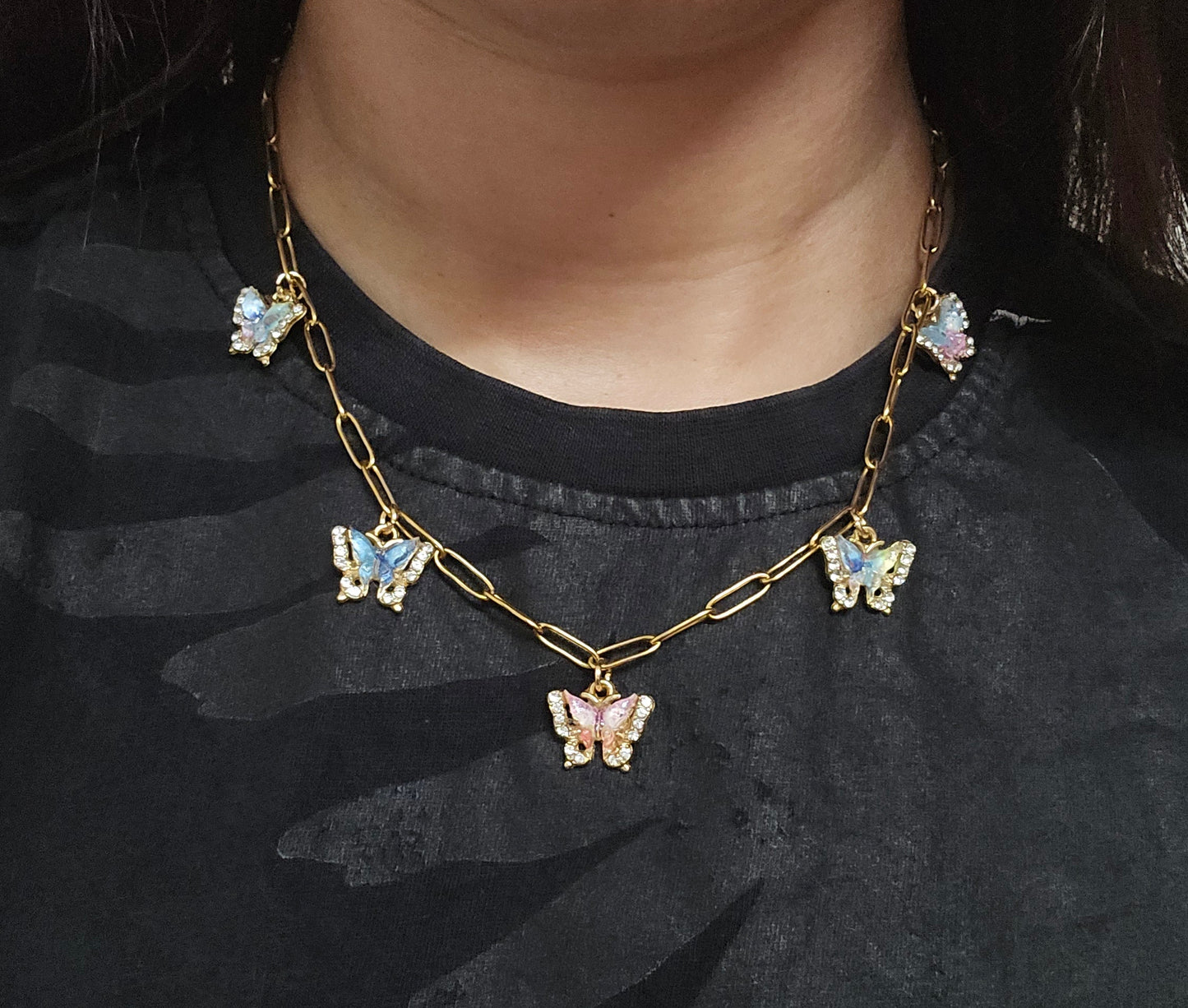 Conjunto borboletas ( colar e pulseira)