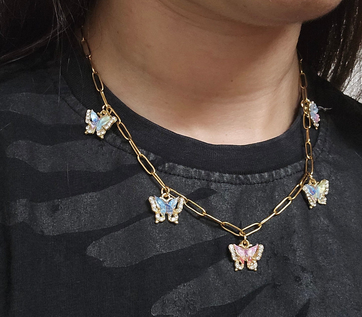 Conjunto borboletas ( colar e pulseira)