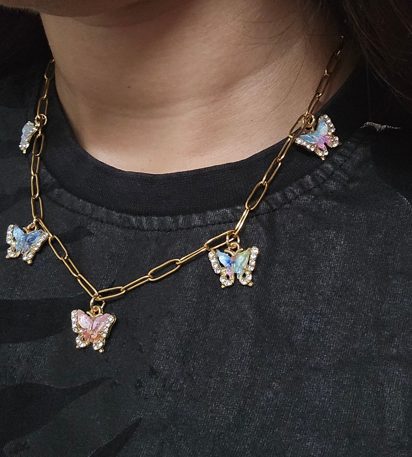 Conjunto borboletas ( colar e pulseira)