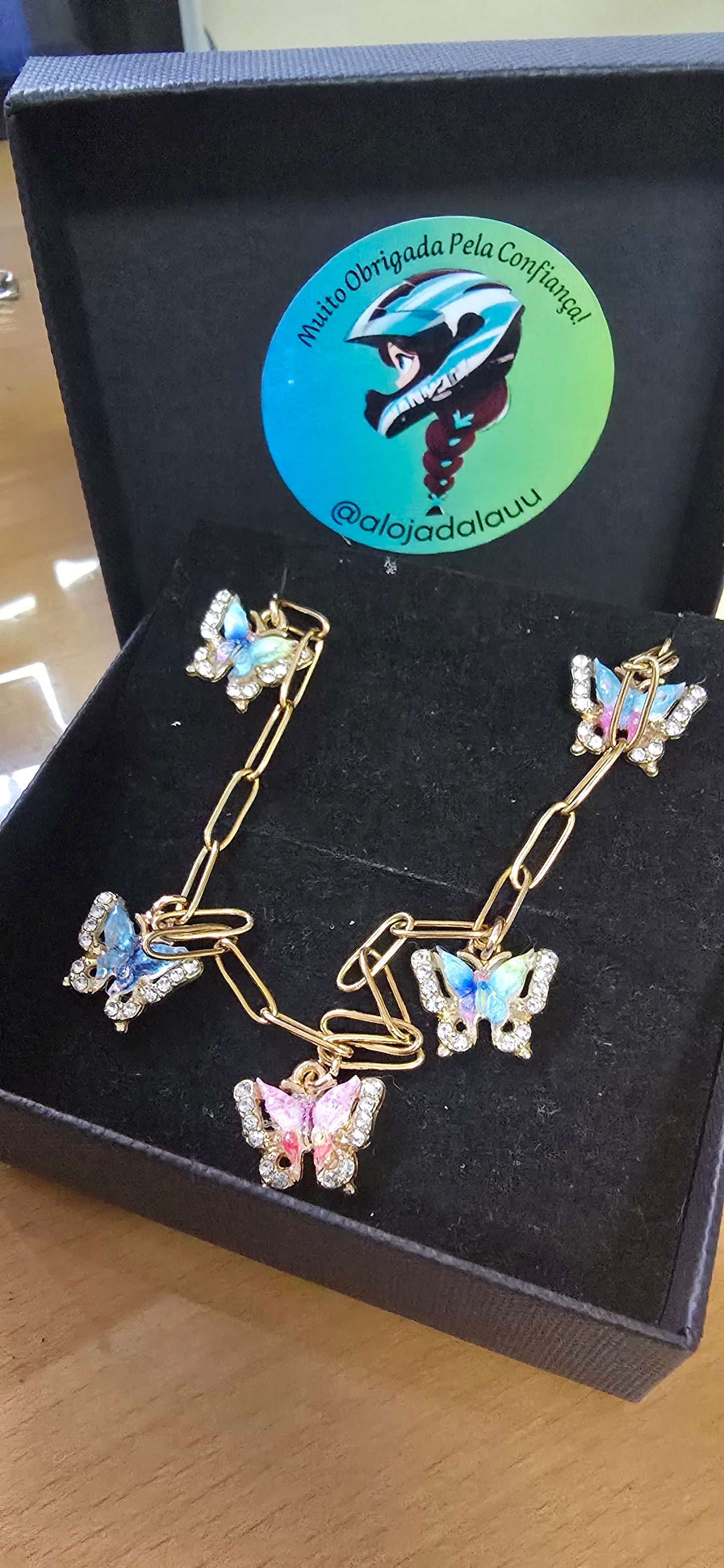 Conjunto borboletas ( colar e pulseira)
