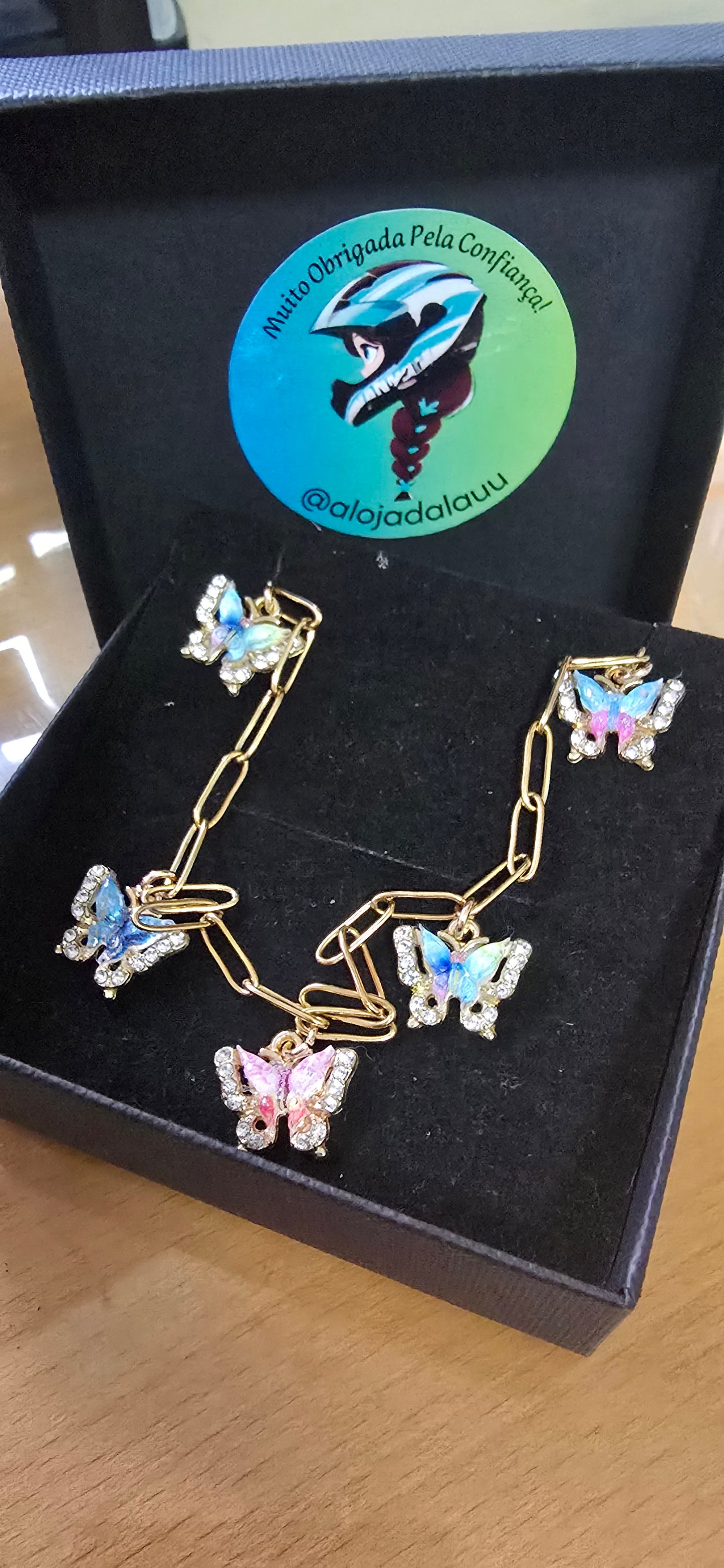 Conjunto borboletas ( colar e pulseira)