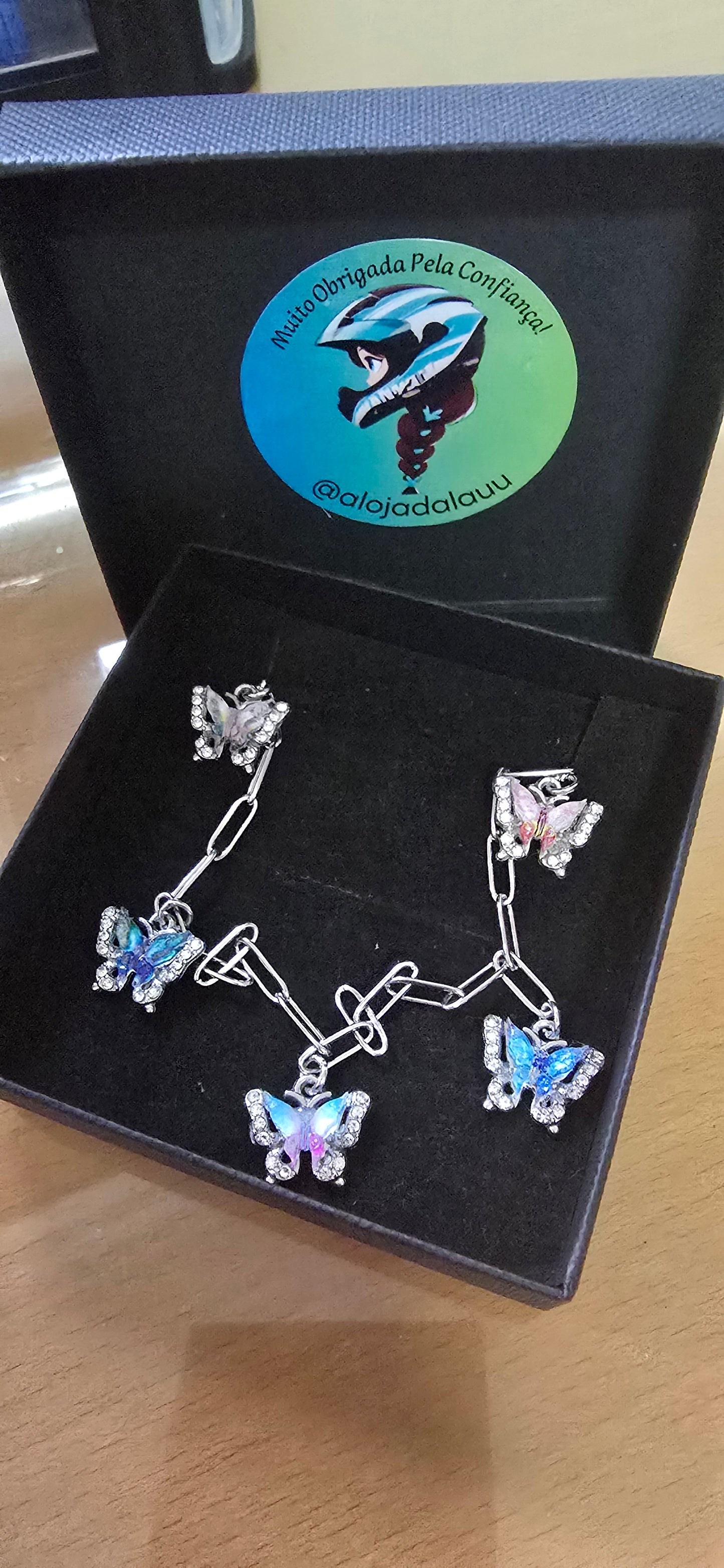 Conjunto borboletas ( colar e pulseira)