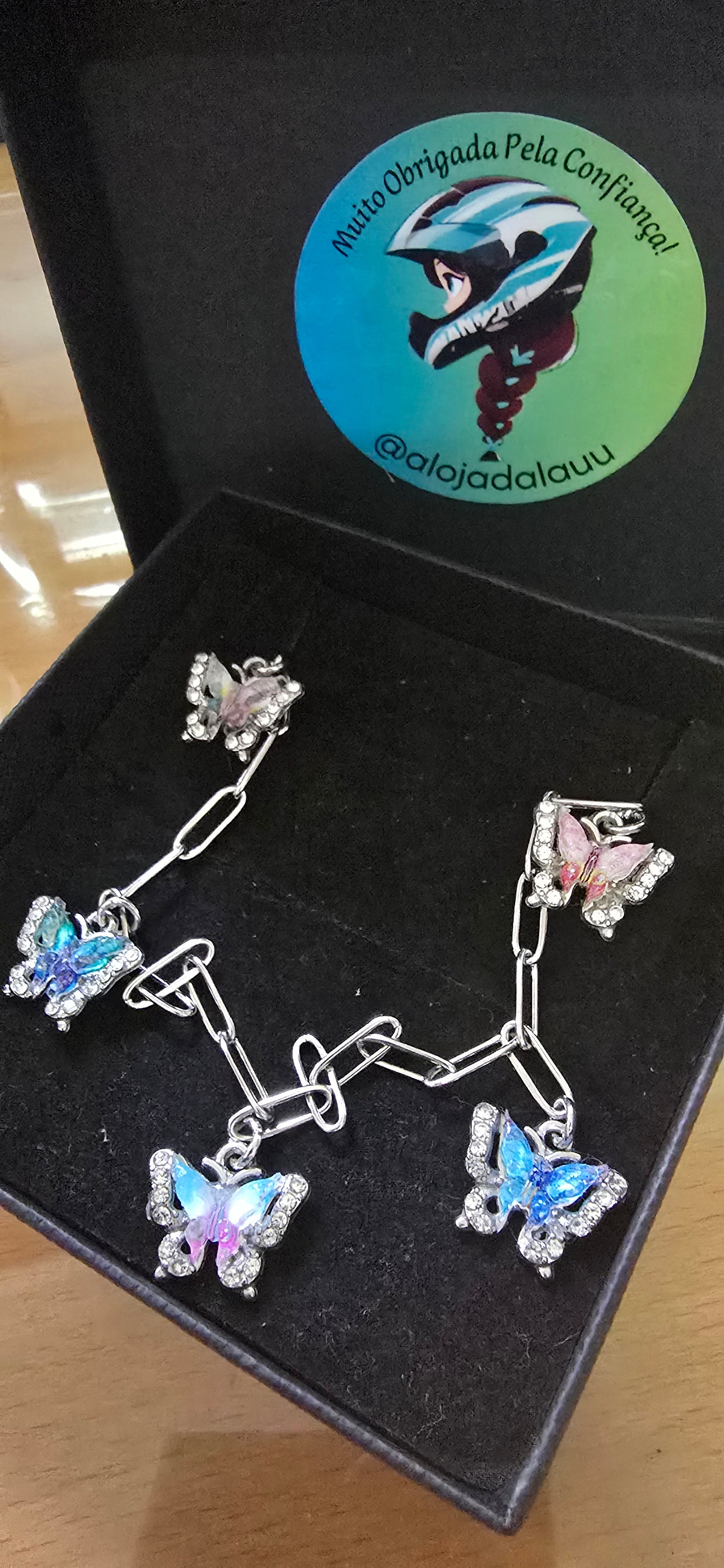 Conjunto borboletas ( colar e pulseira)