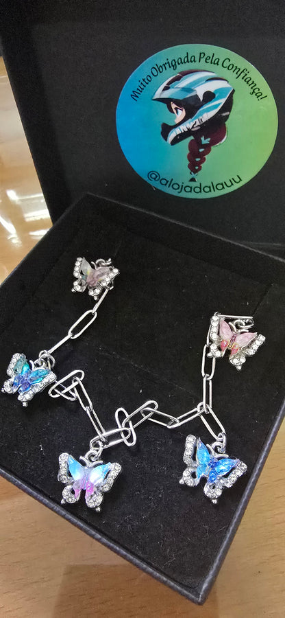 Conjunto borboletas ( colar e pulseira)