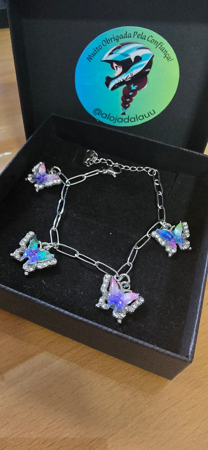 Conjunto borboletas ( colar e pulseira)