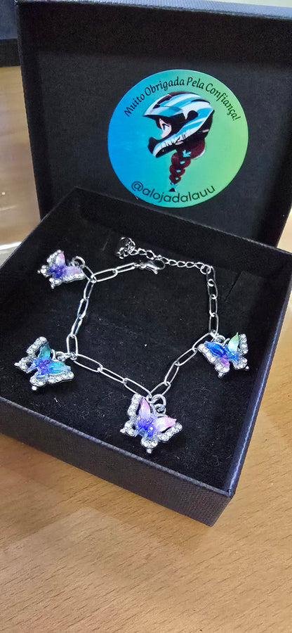 Conjunto borboletas ( colar e pulseira)