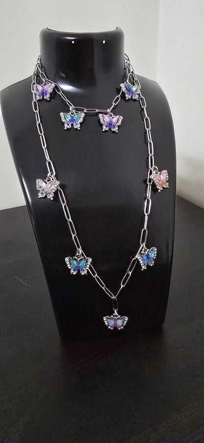 Conjunto borboletas ( colar e pulseira)