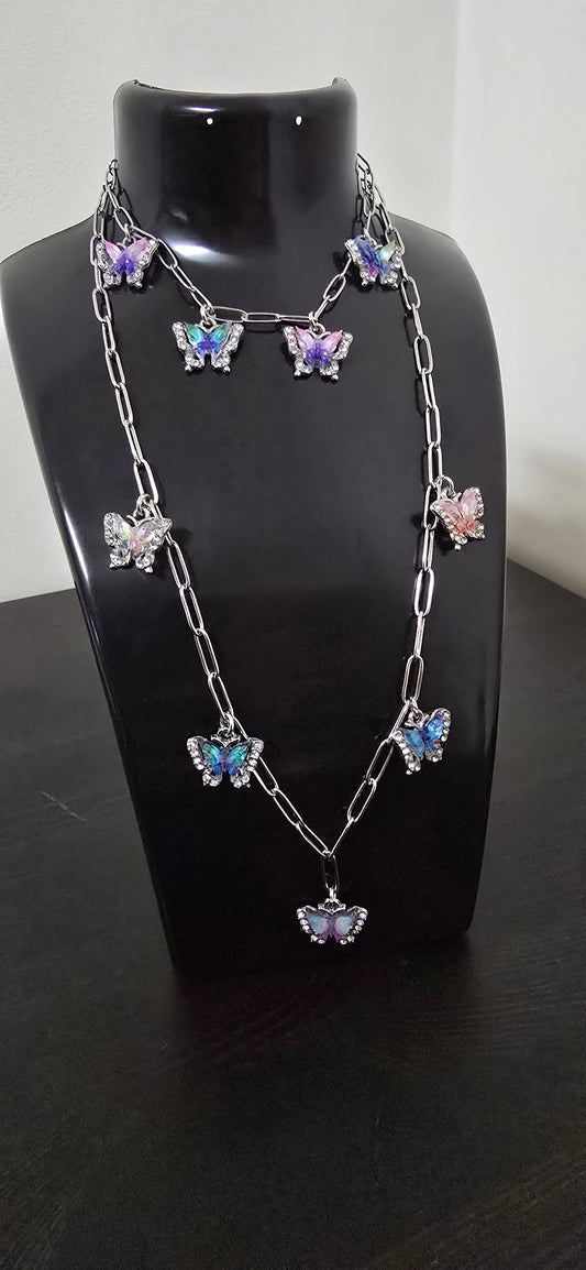 Conjunto borboletas ( colar e pulseira)