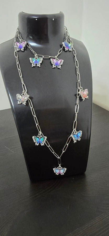 Conjunto borboletas ( colar e pulseira)