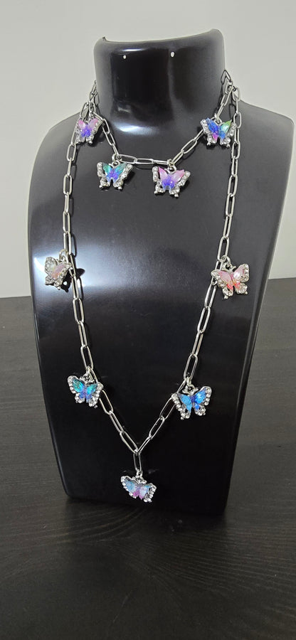 Conjunto borboletas ( colar e pulseira)