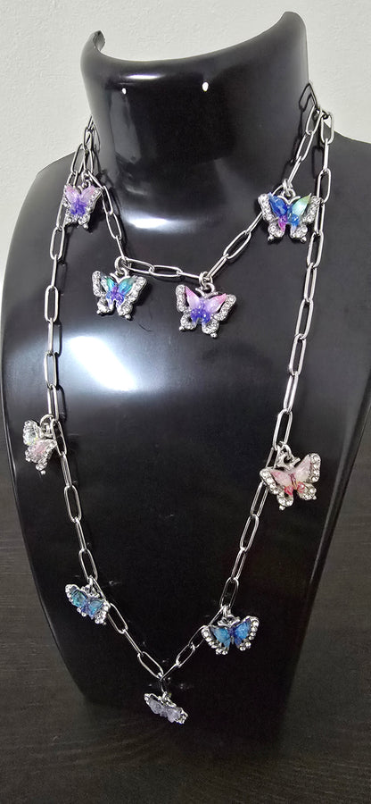 Conjunto borboletas ( colar e pulseira)