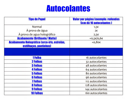 Autocolantes em série e grandes quantidades