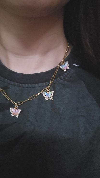 Conjunto borboletas ( colar e pulseira)