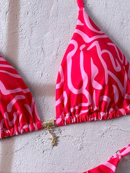 Bikini ajustável estampa rosa